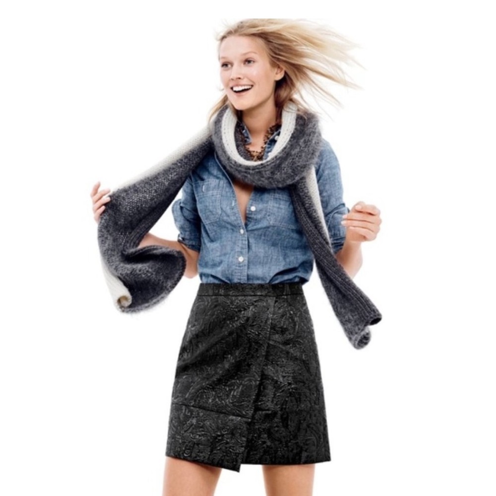 J. Crew Black Textured Mini Skirt